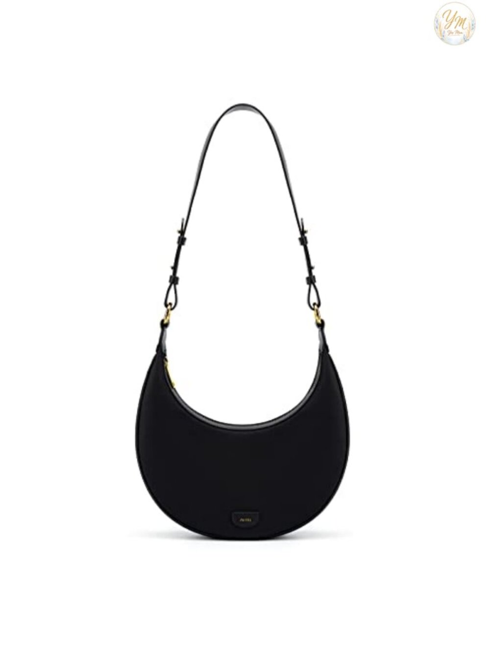 Vegan Leather Saddle Bag with Adjustable Strap, Zip Closure